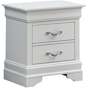 Maklaine Contemporary 2 Drawer Nightstand in Pearl White Finish