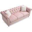 Maklaine Contemporary Jeweled Tufted Micro Suede Velvet Sofa in Pink