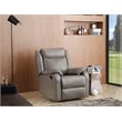 Maklaine Contemporary Faux Leather Rocker Recliner in Gray Finish