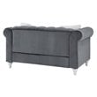 Maklaine Contemporary Jeweled Tufted Micro Suede Velvet Loveseat in Gray
