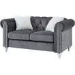 Maklaine Contemporary Jeweled Tufted Micro Suede Velvet Loveseat in Gray
