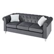 Maklaine Contemporary Jeweled Tufted Micro Suede Velvet Sofa in Gray