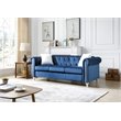 Maklaine Contemporary Jeweled Tufted Micro Suede Velvet Sofa in Navy Blue