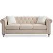 Maklaine Contemporary Jeweled Tufted Micro Suede Velvet Sofa in Beige