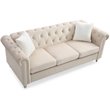 Maklaine Contemporary Jeweled Tufted Micro Suede Velvet Sofa in Beige