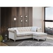 Maklaine Modern / Contemporary Soft Velvet Sofa Chaise in Ivory