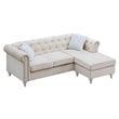 Maklaine Modern / Contemporary Soft Velvet Sofa Chaise in Ivory