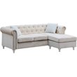 Maklaine Modern / Contemporary Soft Velvet Sofa Chaise in Ivory