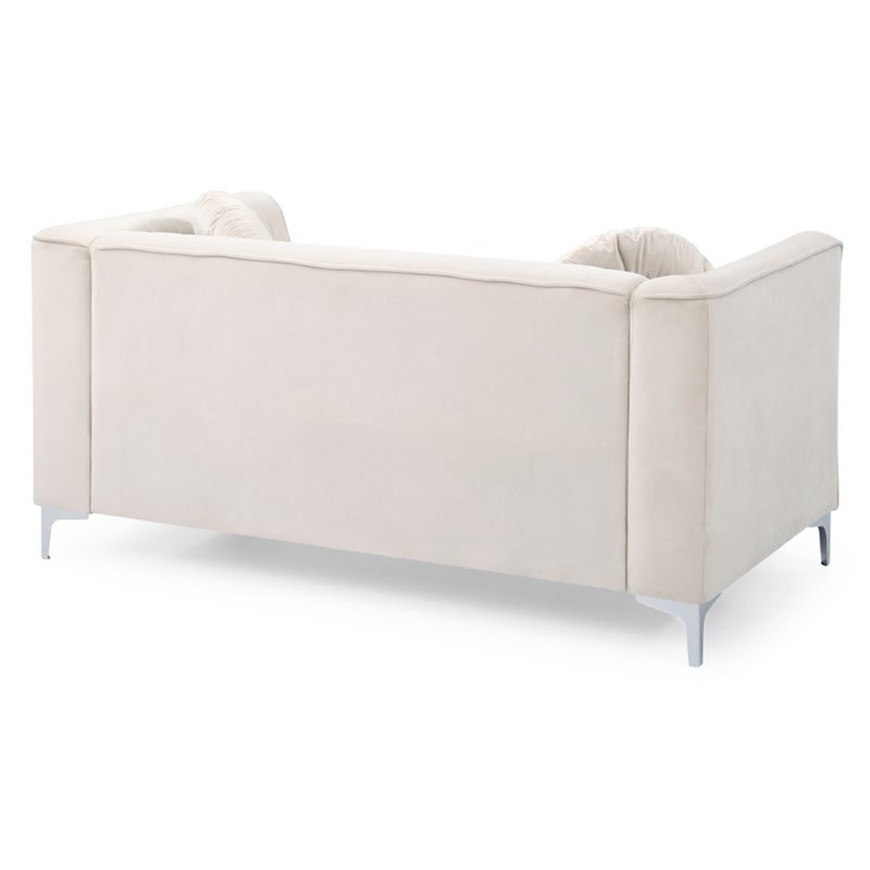 Maklaine Contemporary Soft Velvet Micro Suede Loveseat in Ivory
