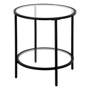 Maklaine Contemporary 20&quot Blackened Bronze Metal/Glass Side Table