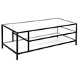 Maklaine Modern Black Bronze Coffee Table with Glass Shelves