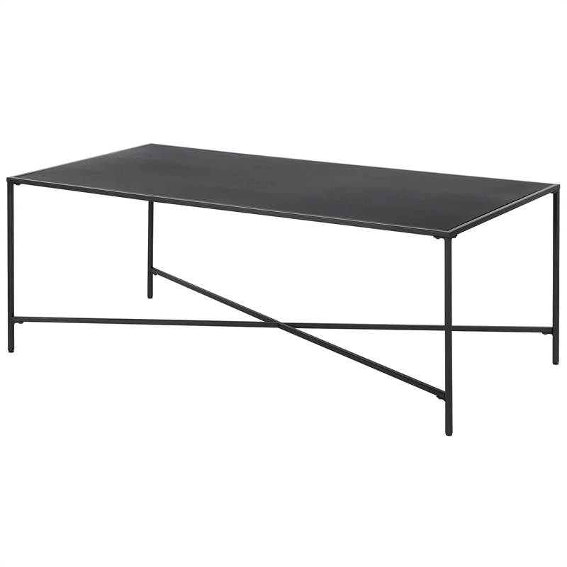 Maklaine Contemporary Black Bronze Coffee Table with Metal Top