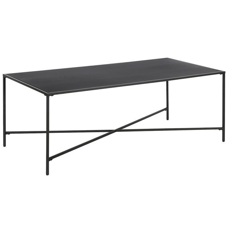Maklaine Contemporary Black Bronze Coffee Table with Metal Top