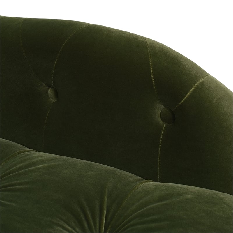 Maklaine Modern Tufted Roll Arm Chaise Lounge Olive Green Velvet