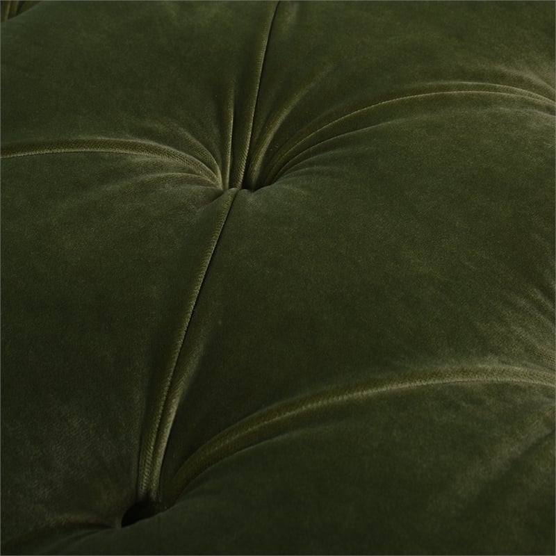 Maklaine Modern Tufted Roll Arm Chaise Lounge Olive Green Velvet