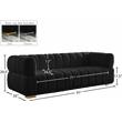 Maklaine Deep Biscuit Tufted Black Velvet Sofa with Gold & Chrome Legs