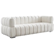 Maklaine Deep Biscuit Tufted Cream Velvet Sofa with Gold & Chrome Legs