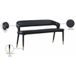 Maklaine Contemporary Soft Black Vegan Leather Rounded Back Bench