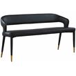 Maklaine Contemporary Soft Black Vegan Leather Rounded Back Bench