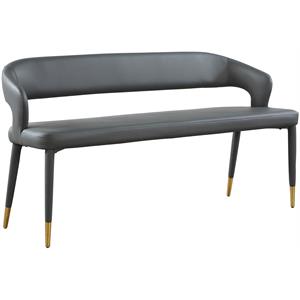 Maklaine Modern / Contemporary Soft Gray Vegan Leather Bench