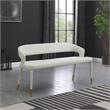Maklaine Contemporary Soft White Vegan Leather Rounded Back Bench