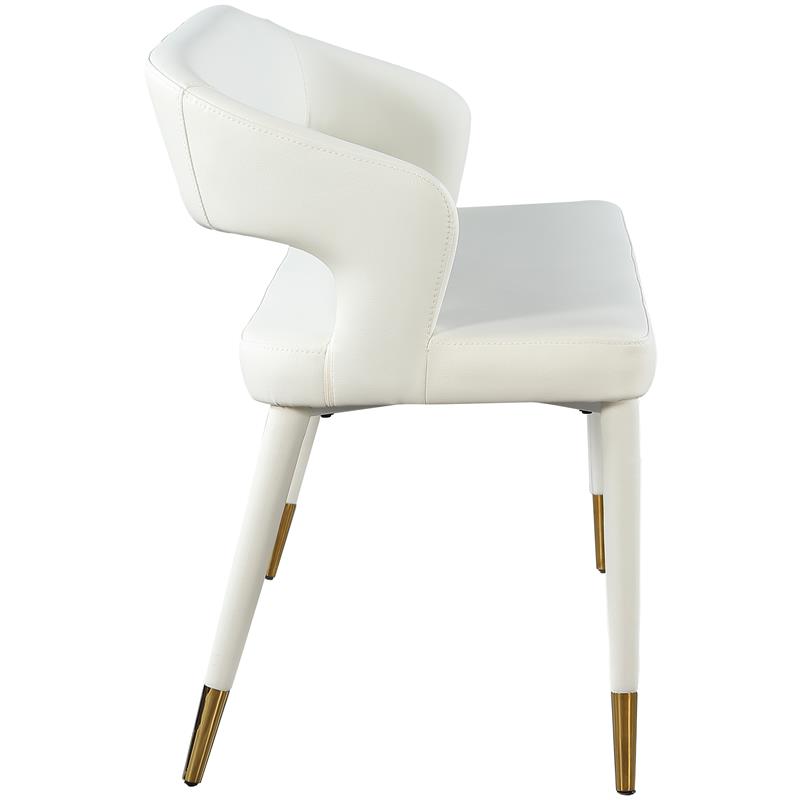 Maklaine Contemporary Soft White Vegan Leather Rounded Back Bench