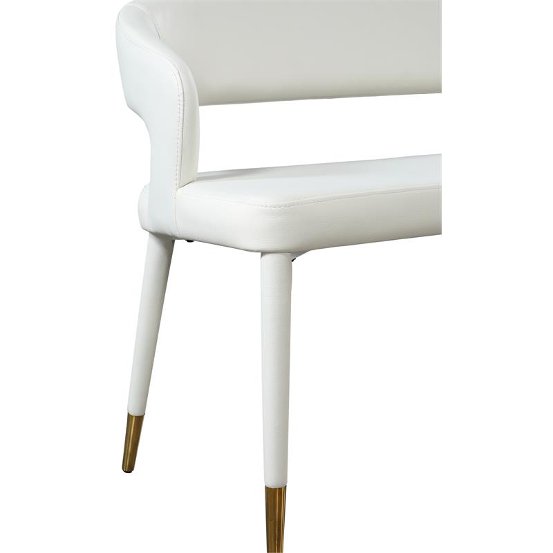 Maklaine Contemporary Soft White Vegan Leather Rounded Back Bench