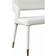 Maklaine Contemporary Soft White Vegan Leather Rounded Back Bench