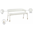 Maklaine Contemporary Soft White Vegan Leather Rounded Back Bench