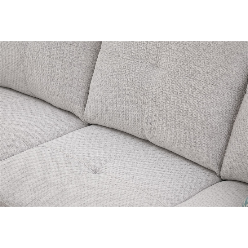Maklaine Polyester Fabric Sectional Sofa with Ottoman-Light Gray