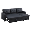 Maklaine Faux Leather Reversible Sleeper Sectional Sofa-Black