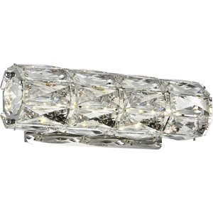 Maklaine Modern 12.2&quot Royal Cut Crystal LED Vanity Light in Chrome