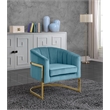 Maklaine Modern Aqua Velvet Accent Chair with Stainless Steel Base