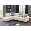 Maklaine Modern Polyester Fabric Sectional Sofa with Ottoman in Beige