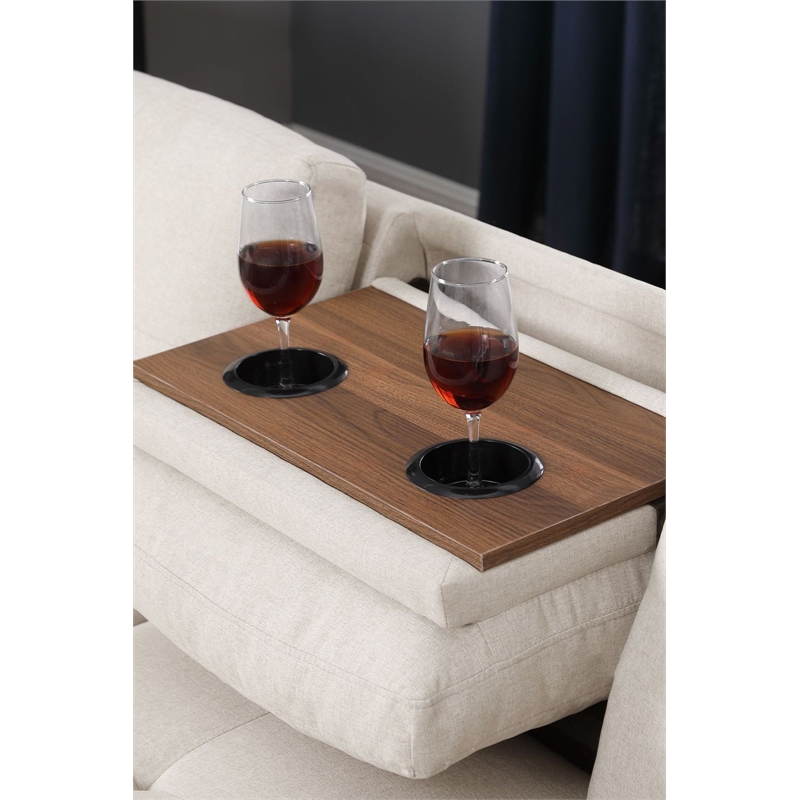 Maklaine Modern Polyester Fabric Sectional Sofa with Ottoman in Beige