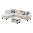 Maklaine Modern Polyester Fabric Sectional Sofa with Ottoman in Beige