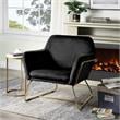 Maklaine Modern Soft Velvet Accent Arm Chair with Metal Base in Black