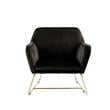 Maklaine Modern Soft Velvet Accent Arm Chair with Metal Base in Black