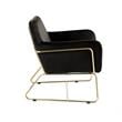 Maklaine Modern Soft Velvet Accent Arm Chair with Metal Base in Black