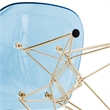 Maklaine Modern Gold Eiffel Base Dining Side Chair in Transparent Blue
