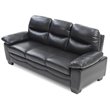 Maklaine Contemporary Pocket Coil Spring Seating Faux Leather Sofa in Black