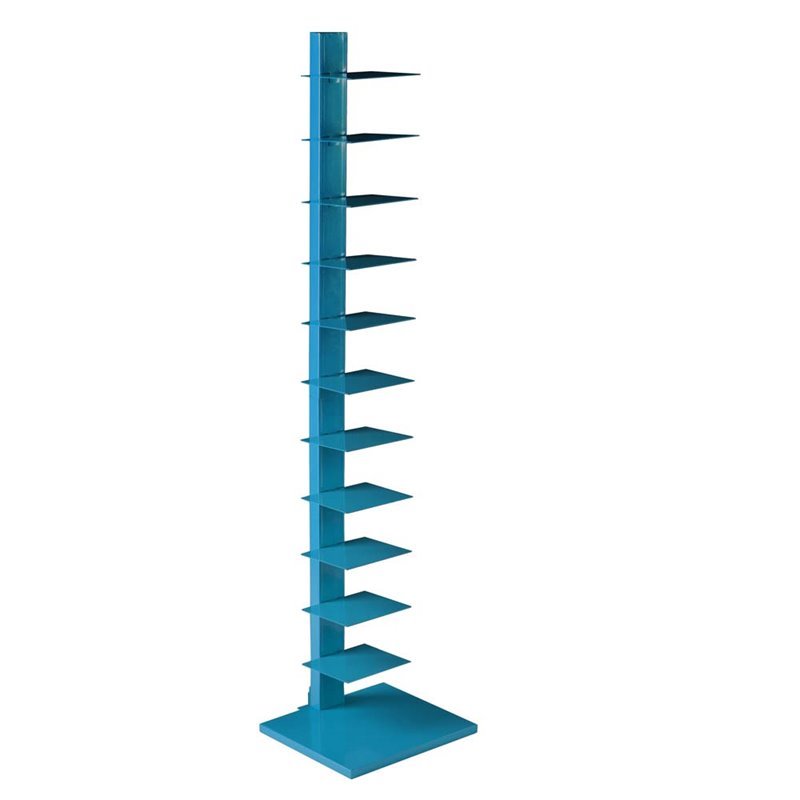 Maklaine Modern / Contemporary Tower Shelf in Bright Cyan Finish