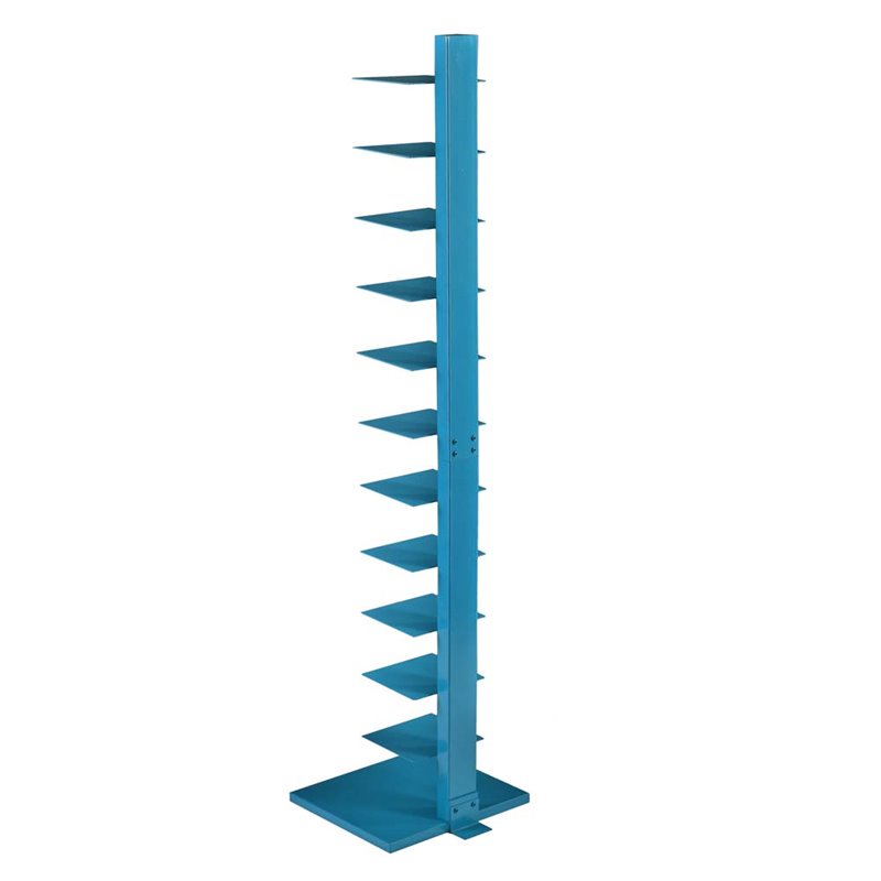 Maklaine Modern / Contemporary Tower Shelf in Bright Cyan Finish