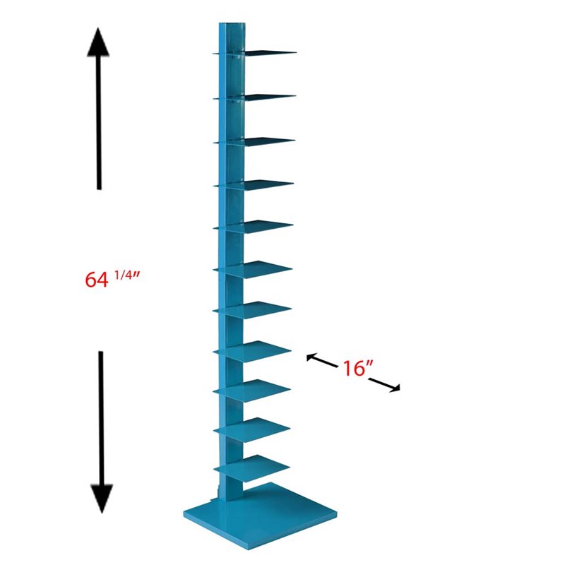 Maklaine Modern / Contemporary Tower Shelf in Bright Cyan Finish
