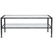 Maklaine Contemporary Glass Top Metal Coffee Table in Black Finish