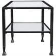 Maklaine Contemporary Glass Top Metal Coffee Table in Black Finish