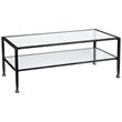 Maklaine Contemporary Glass Top Metal Coffee Table in Black Finish