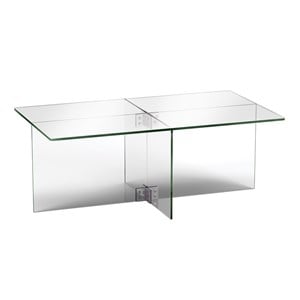 Maklaine Contemporary 16' Cosmopolitan Clear Glass Coffee Table