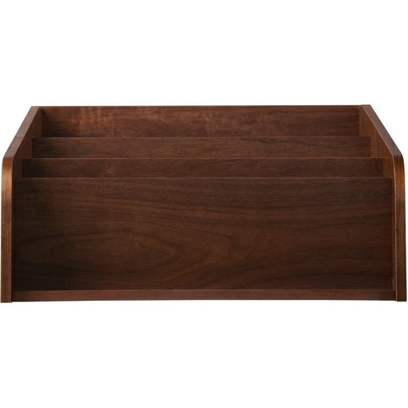 Maklaine 4 Shelf Mid Century Modern Wood Bookcase in Walnut Finish