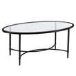 Maklaine Contemporary Oval Glass Top Cocktail Table in Black
